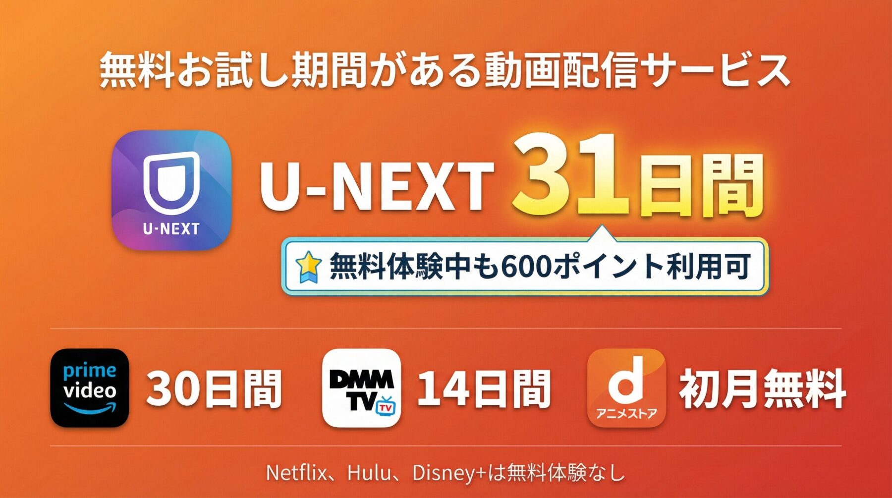 無料お試し期間がある動画配信サービス