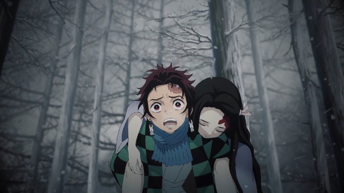鬼滅の刃 第1話 禰豆子を背負って雪の中を走る炭治郎