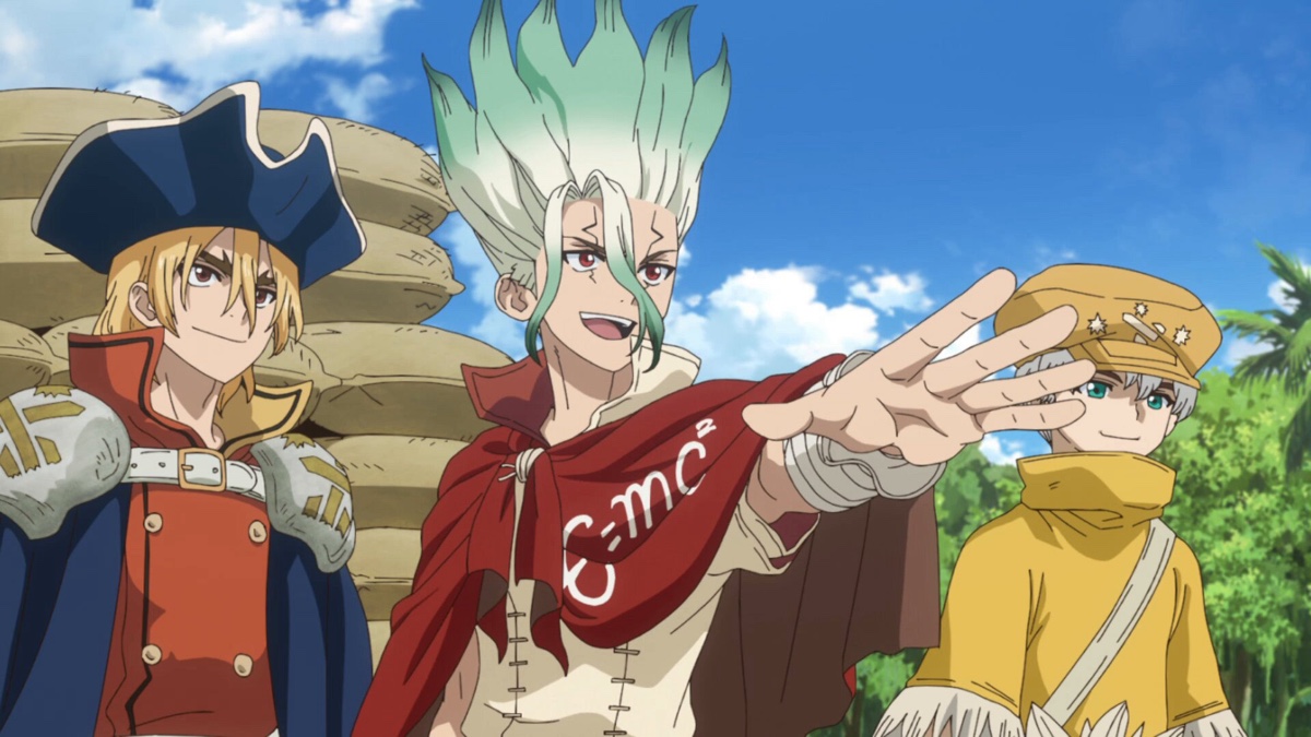 Dr.STONE 空を指す千空と龍水とスイカ